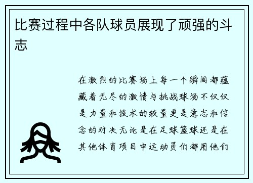 比赛过程中各队球员展现了顽强的斗志
